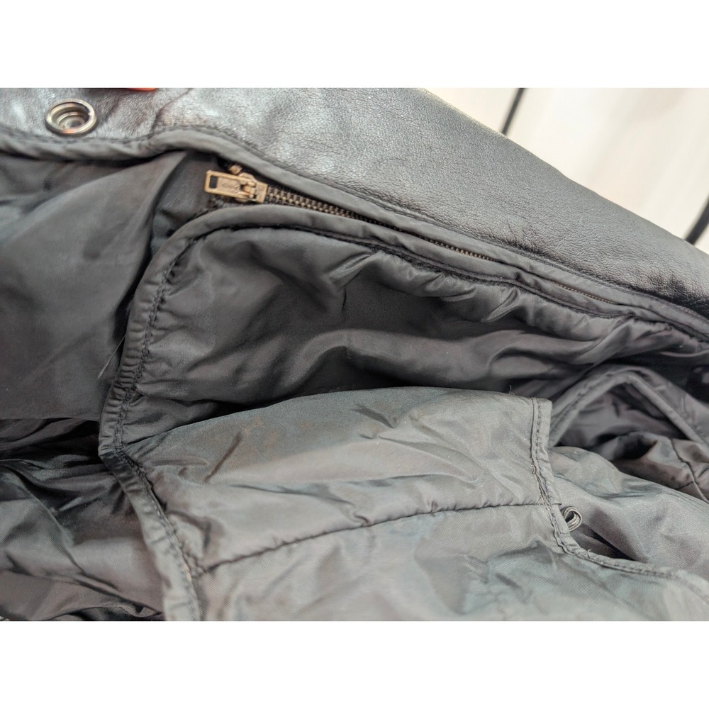 Vintage Wilson's Leather Bomber Jacket Black Thinsulate Size M Biker Motorcycle - Picture 9 of 16